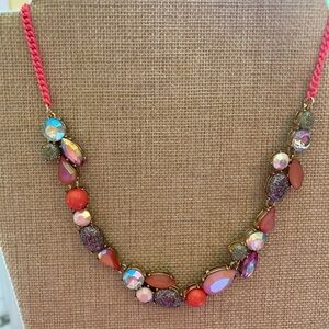 J. Crew Pink Chain Jeweled Statement‎ Necklace